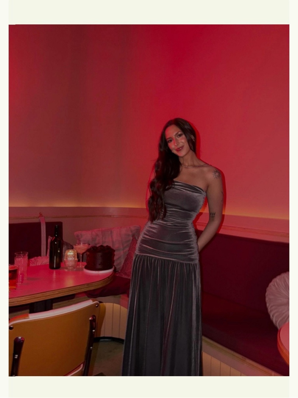 Line & Dot Kiki Strapless Velvet Maxi Dress